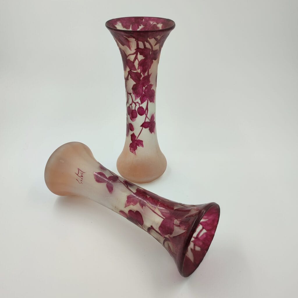 Verrerie Legras décor floral début XXe siècle