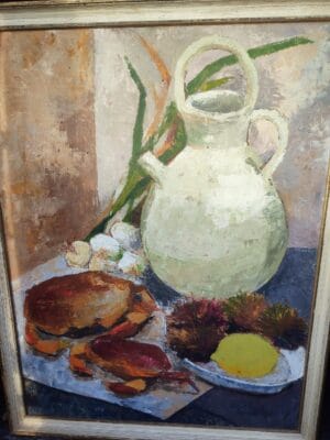 nature morte ancienne au crustacés et crabes