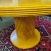 Rare table ronde chêne et rotin vintage Maugrion pour Roche Bobois