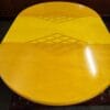 Rare table ronde chêne et rotin vintage Maugrion pour Roche Bobois