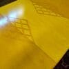 Rare table ronde chêne et rotin vintage Maugrion pour Roche Bobois