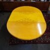Rare table ronde chêne et rotin vintage Maugrion pour Roche Bobois
