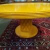Rare table ronde chêne et rotin vintage Maugrion pour Roche Bobois